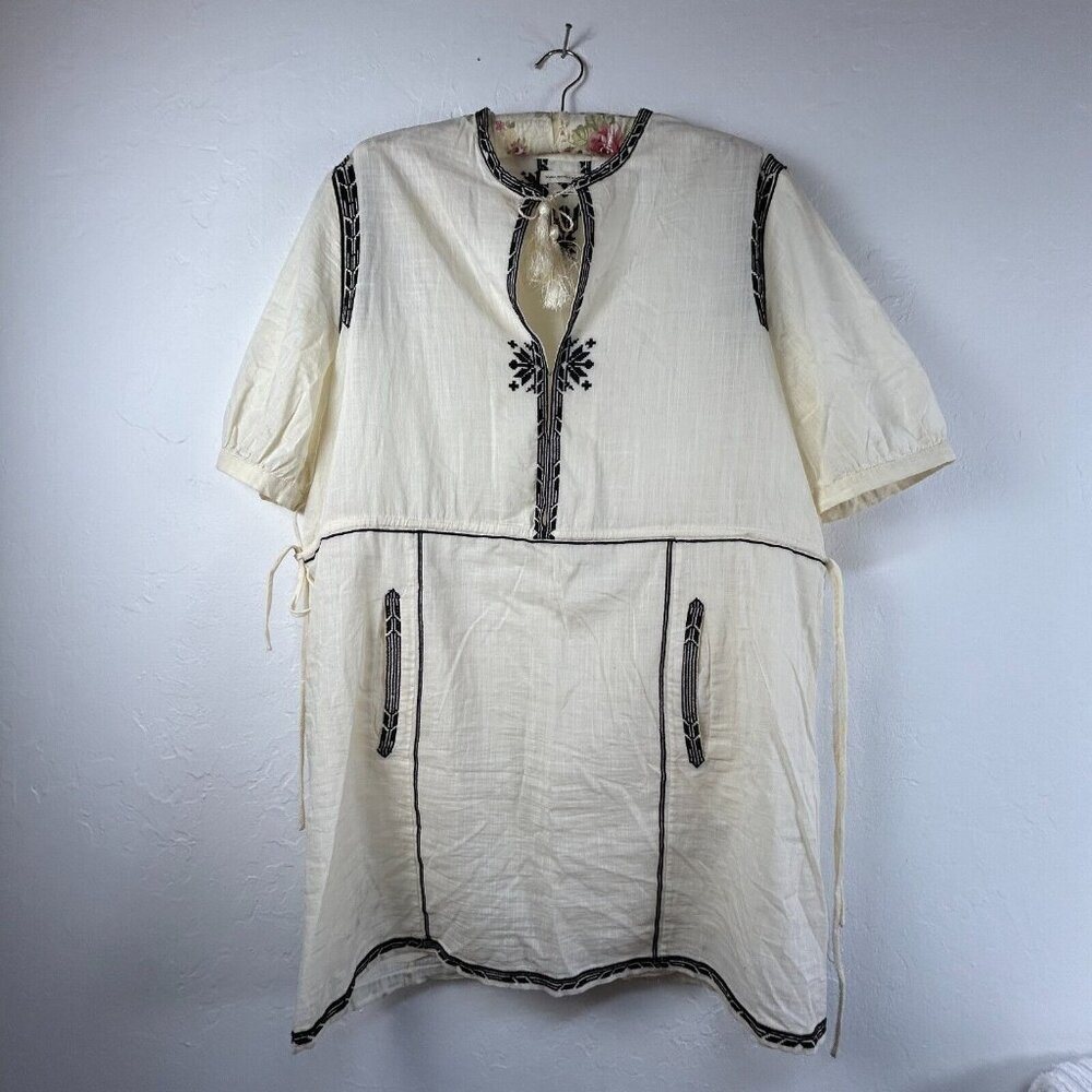 ISABEL MARANT ÉTOILE Rebel Embroidered Cotton-broadcloth Mini Dress Sz 44 Ivory